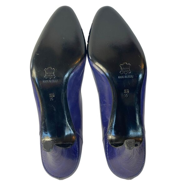 Vintage Natale Ferrario Heels Purple Embossed Leather Snakeskin Size 39 1/2Italy - Picture 7 of 9